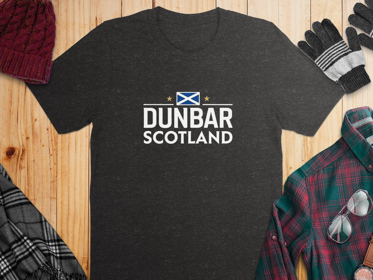 Dunbar Scotland T-Shirt with Bold Flag Design - Celtic Ancestry Gifts