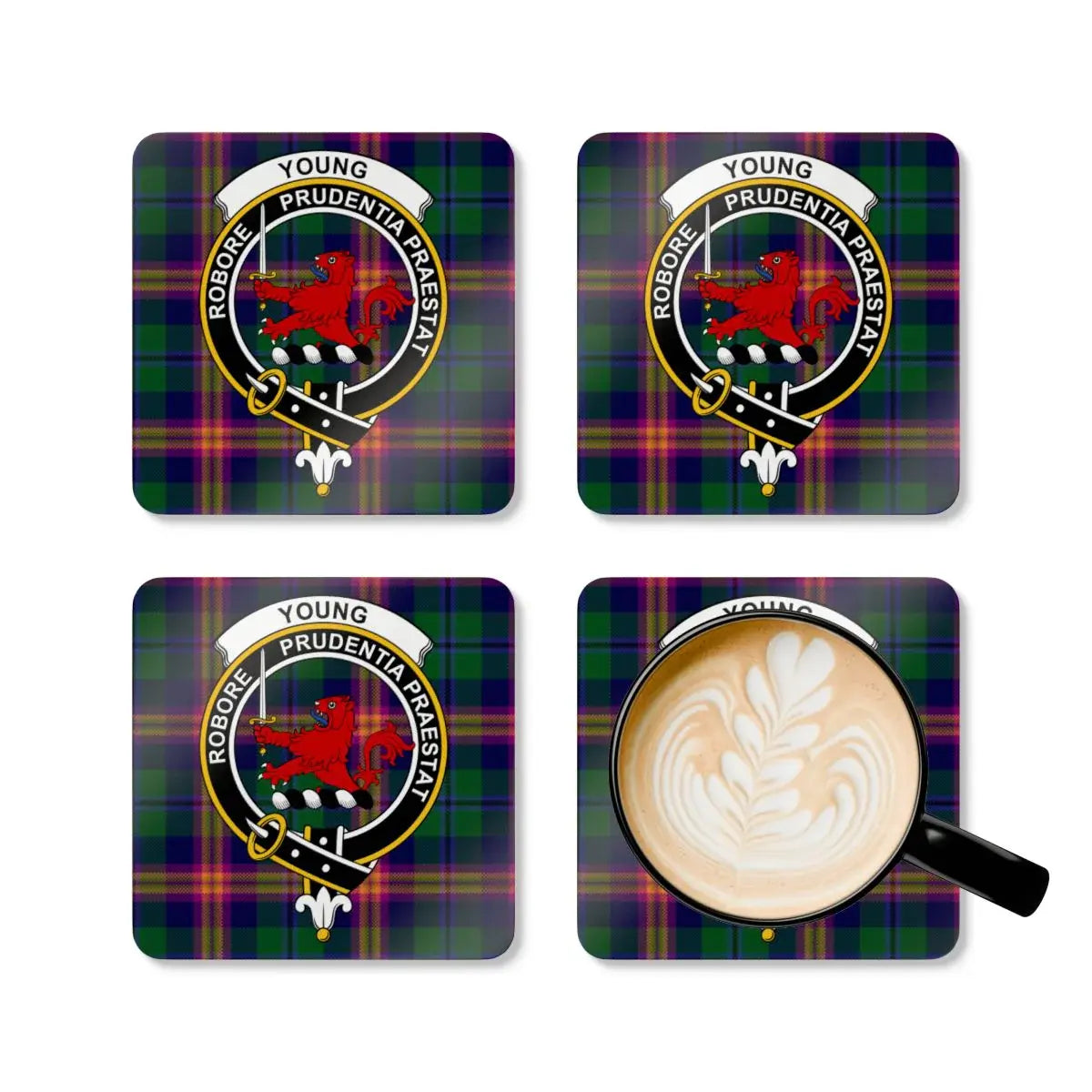 Tartan Patterned Coasters with Family Crest product type