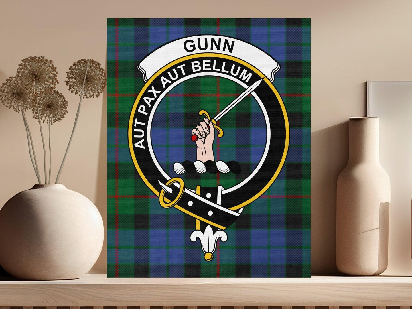 Scottish Clan Gunn Crest Tartan Wall Art product