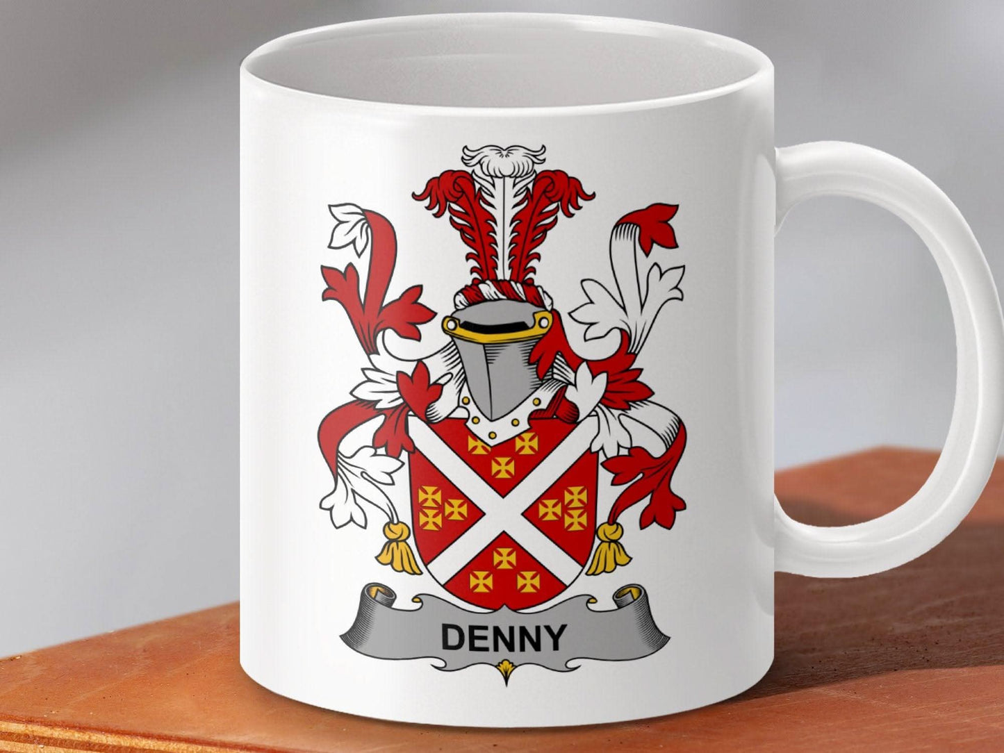 Denny Surname Irish Family Crest Mug - Celtic Ancestry Gifts