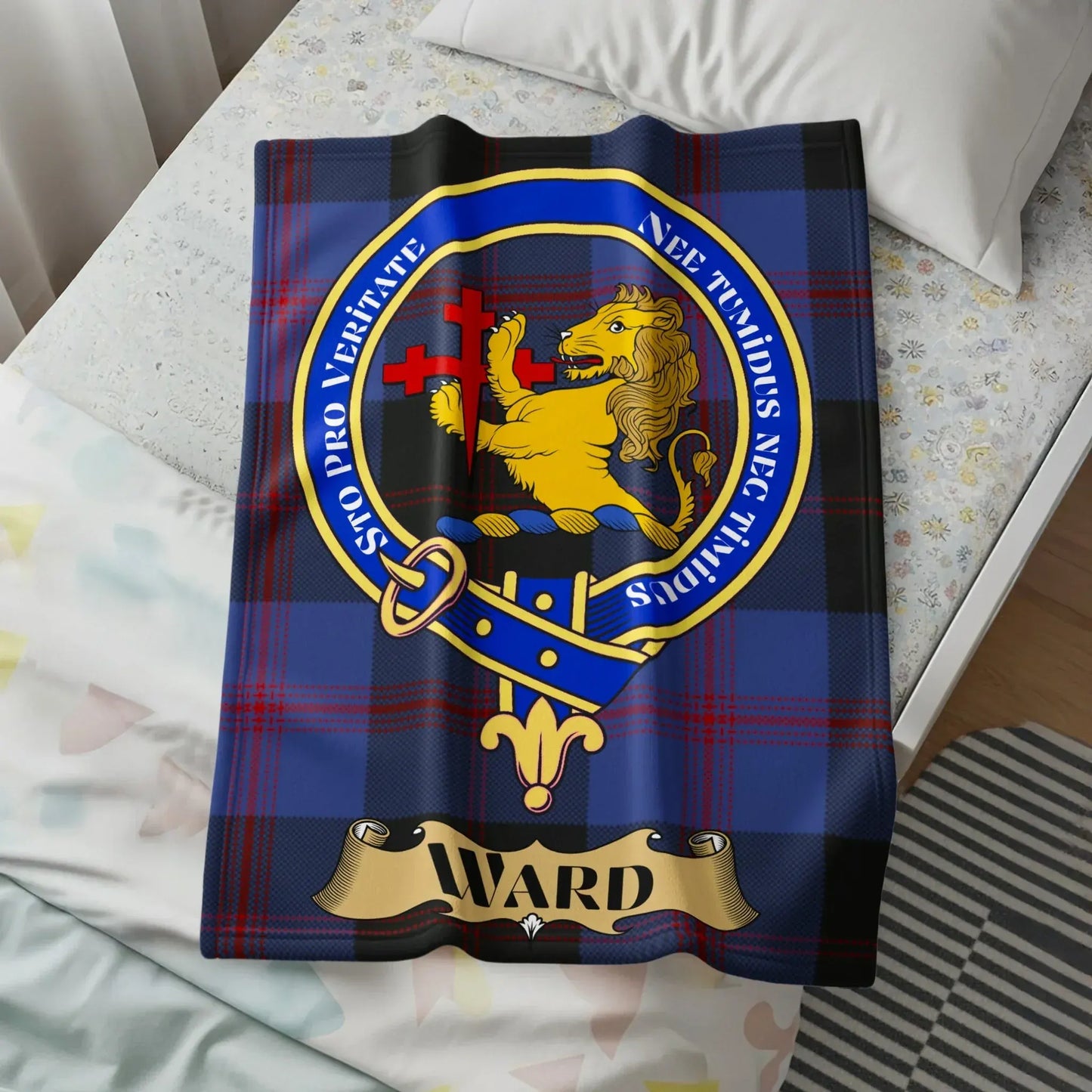 Tartan Plaid Blanket with Family Crest Design product