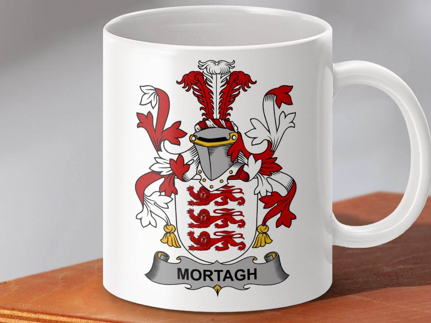 Mortagh Family Crest Shield Emblem Mug - Celtic Ancestry Gifts