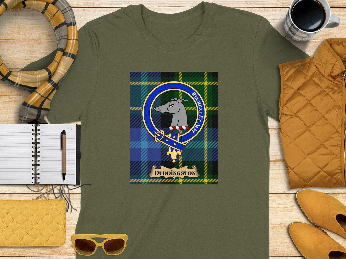 Duddingston Clan Crest Scottish Tartan T-Shirt - Celtic Ancestry Gifts