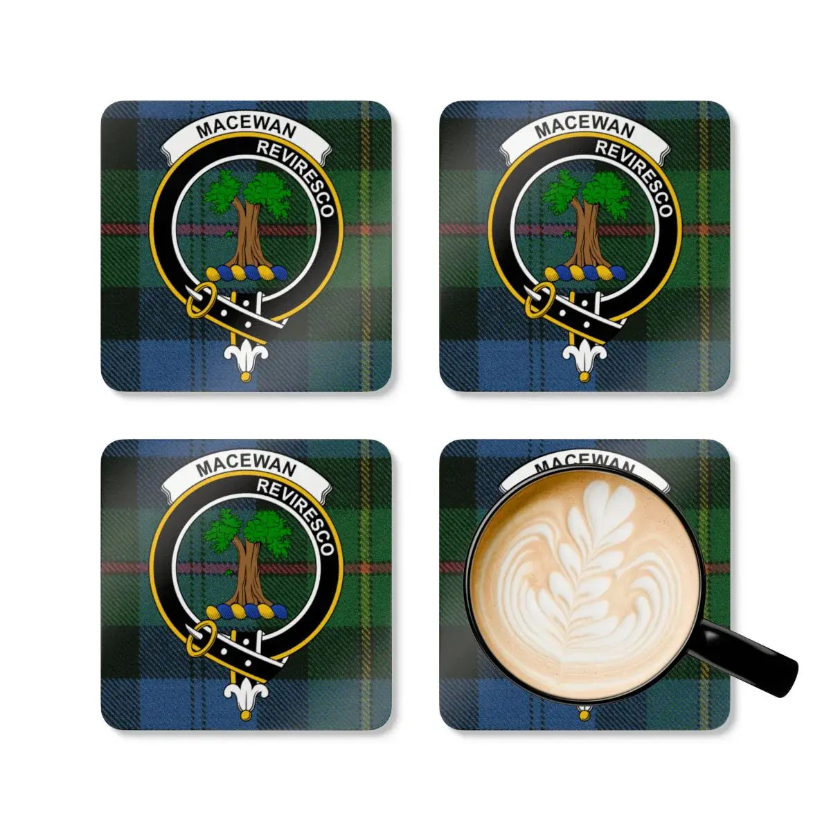 Scottish Tartan Clan Plaid Coffee Coaster Set product type