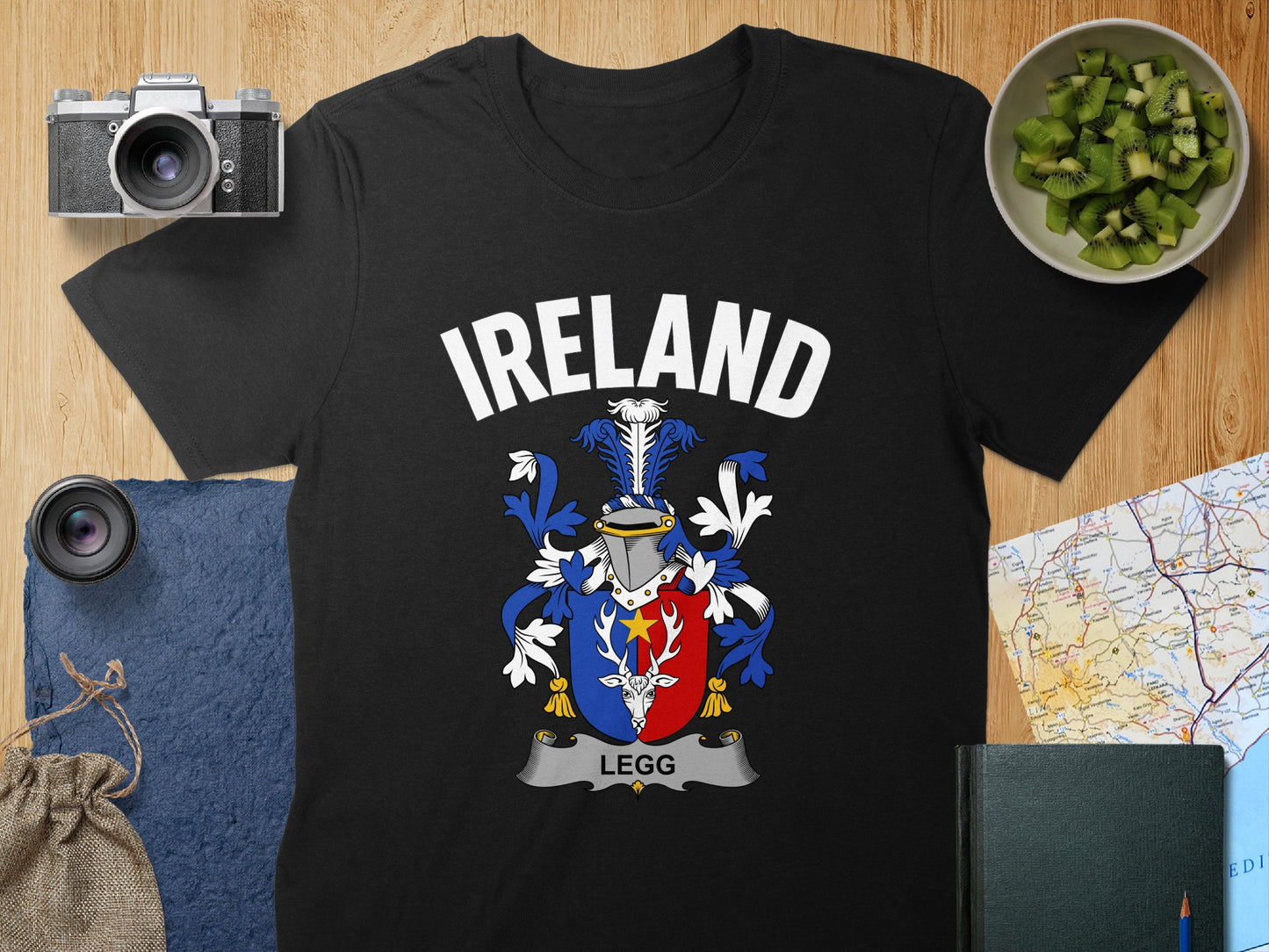 Ireland Coat of Arms Family Crest Black T-Shirt