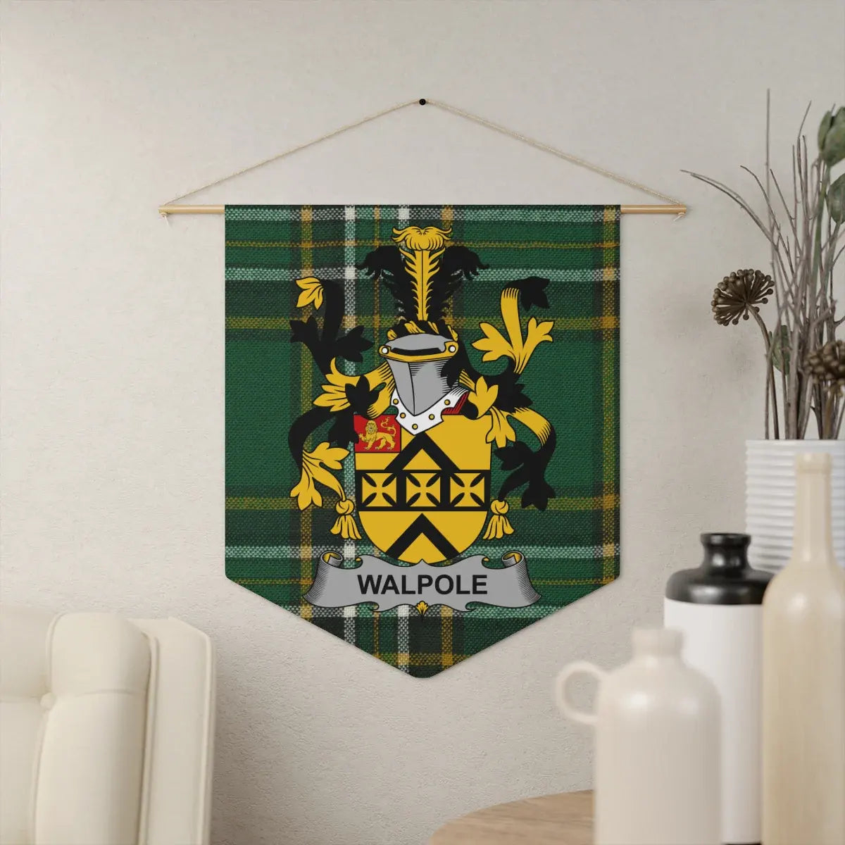 Walpole Family Crest Coat of Arms Wall Hanging Tapestry