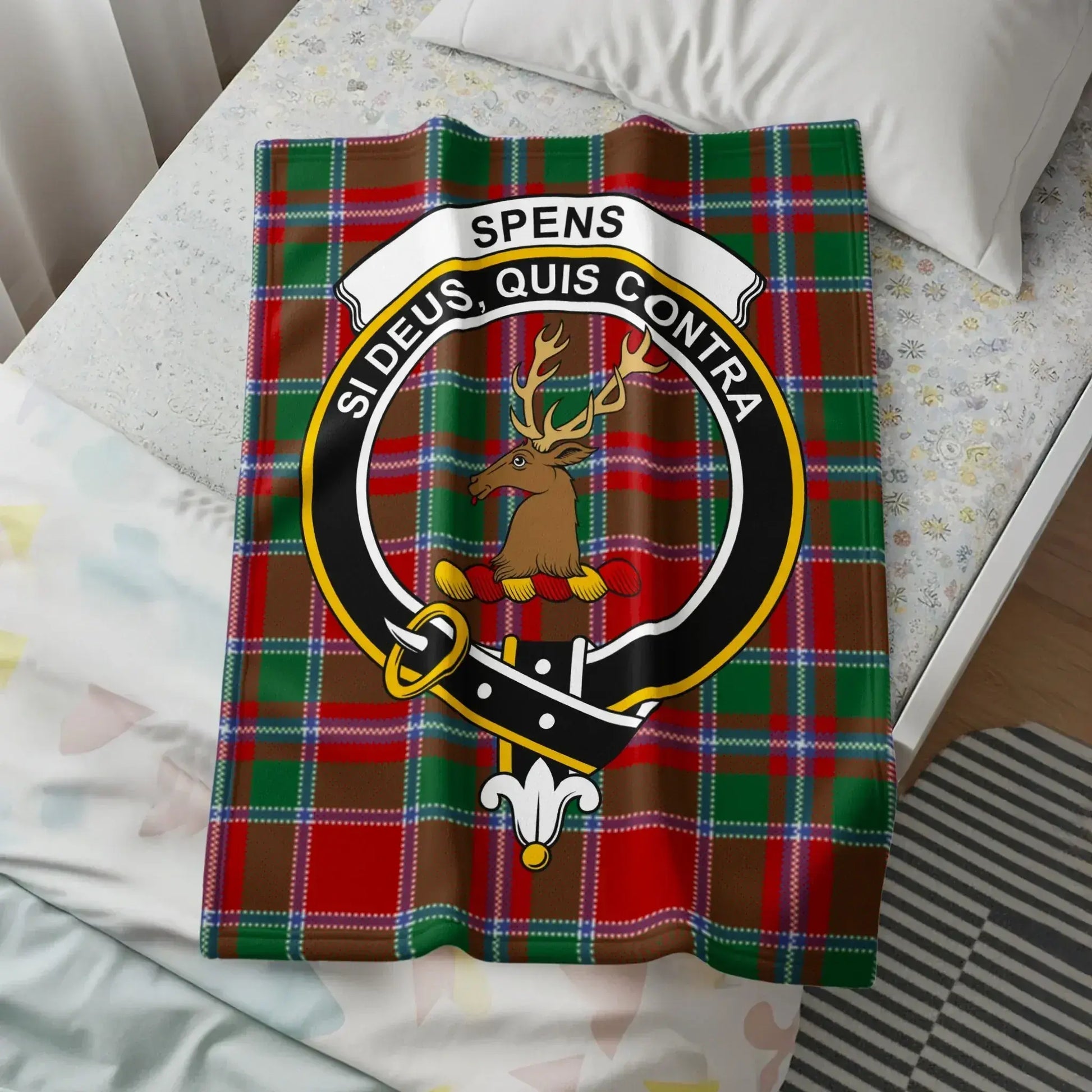 Scottish Clan Spens Crest Plaid Pattern Blanket product