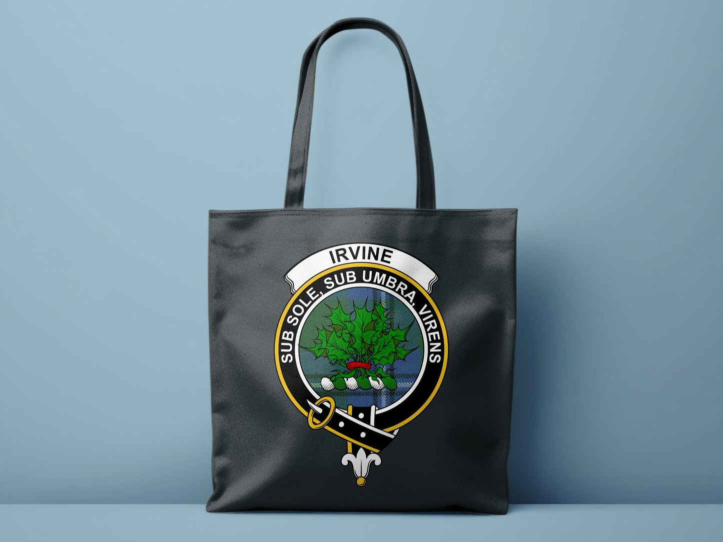Irvine Scottish Clan Crest Tartan Tote Bags - Celtic Ancestry Gifts