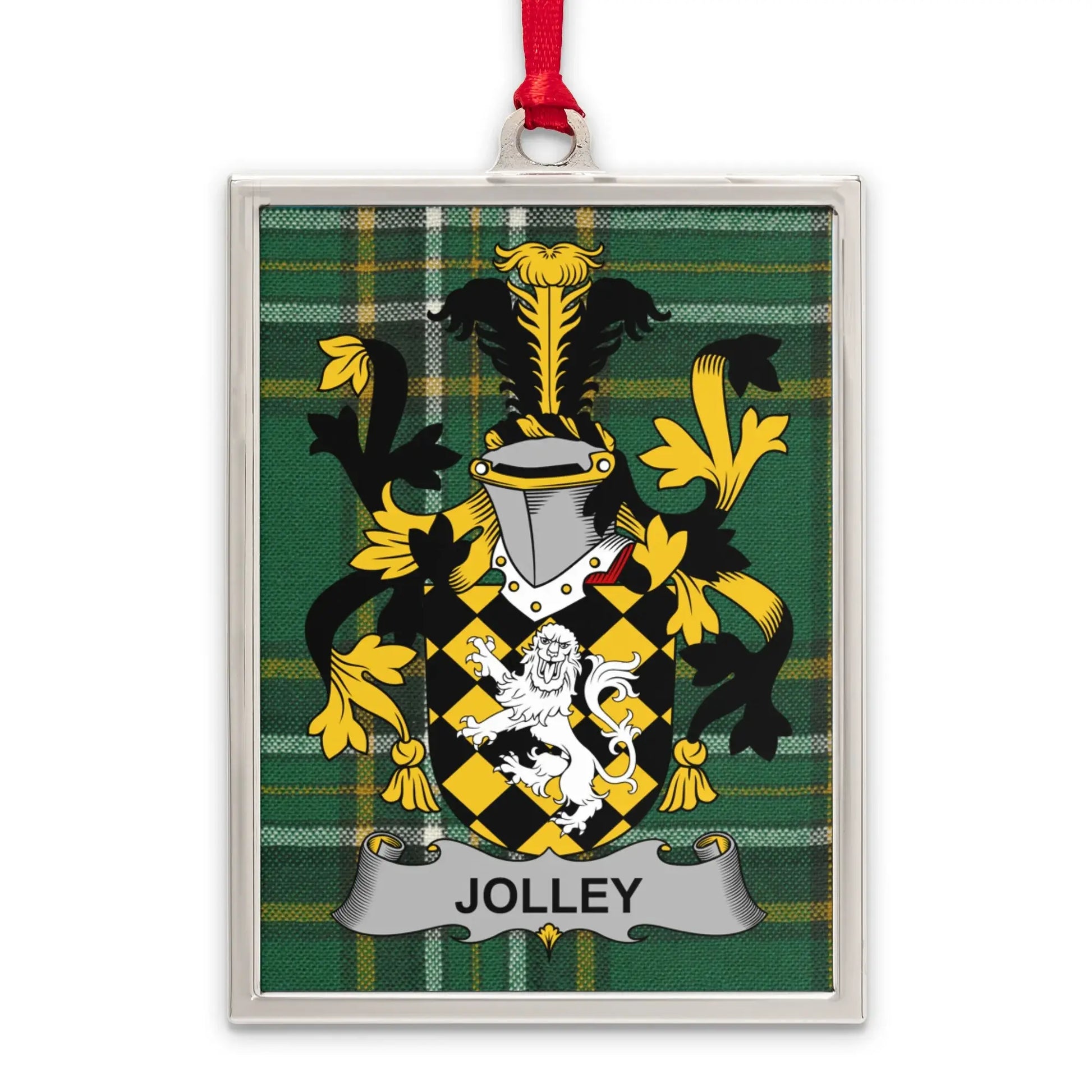 Jolley Family Crest Plaid Background Hanging product