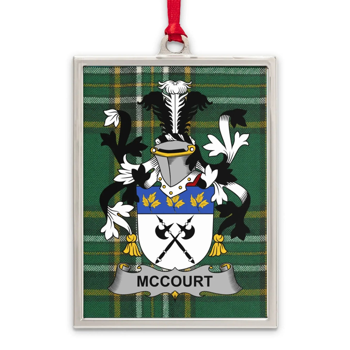McCourt Family Crest Plaid Background Ornament product