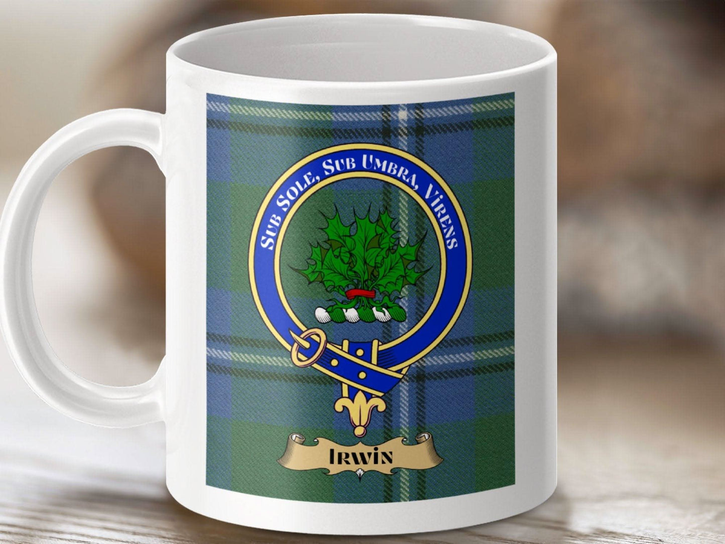 Tartan Mug with Irwin Emblem Design Coffee Product