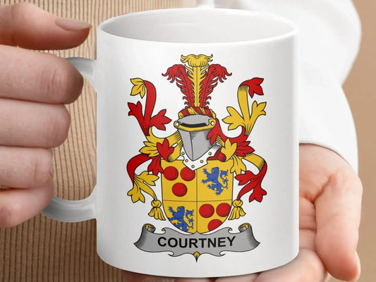 Courtney Surname Irish Family Crest Mug - Celtic Ancestry Gifts