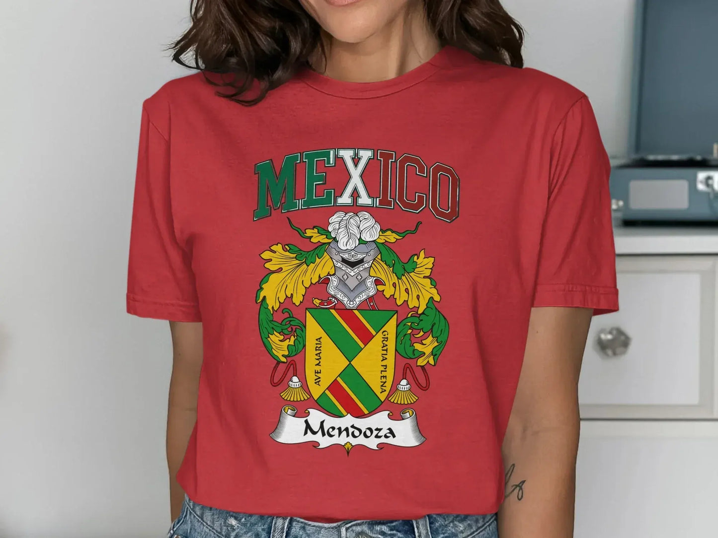 Vibrant Mexico Mendoza Family Crest Graphic T-Shirt product