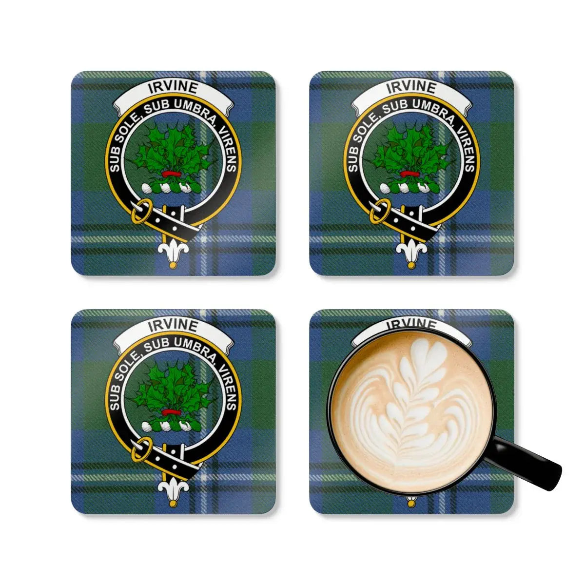 Irvine Scottish Crest Plaid Drink Coasters product type
