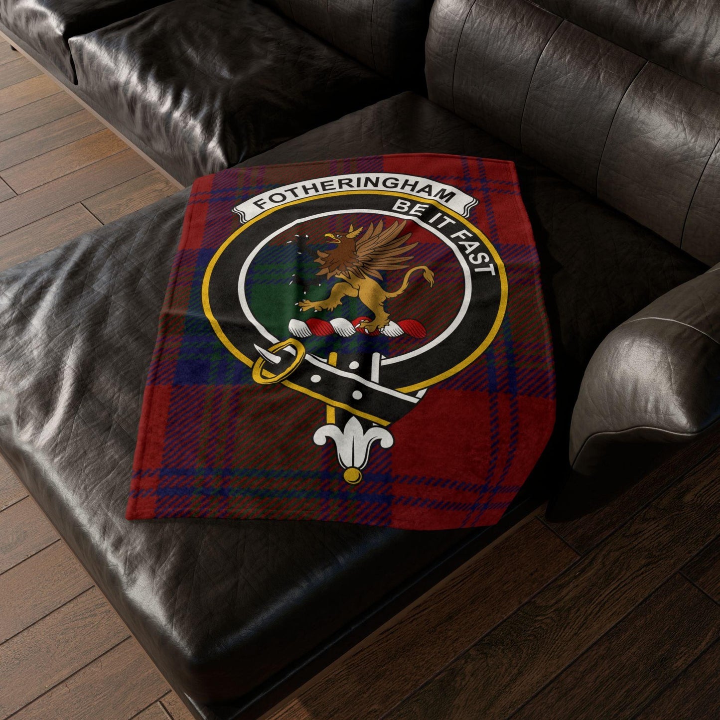 Fotheringham Clan Tartan Blanket – Scottish Crest Throw
