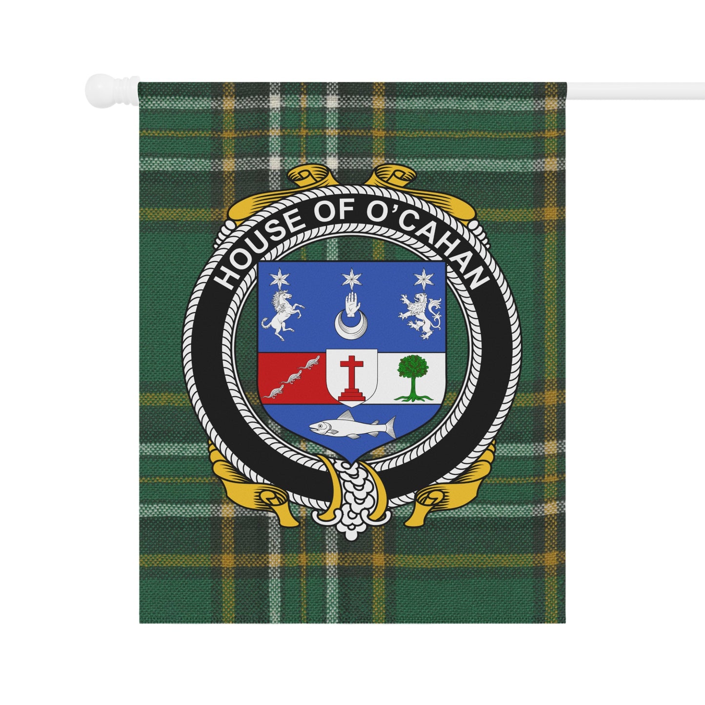 House of O'Cahan Green Plaid Family Heritage Banner