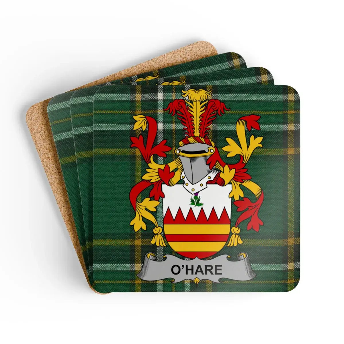 Custom O'Hare Tartan Coat of Arms Coaster Product