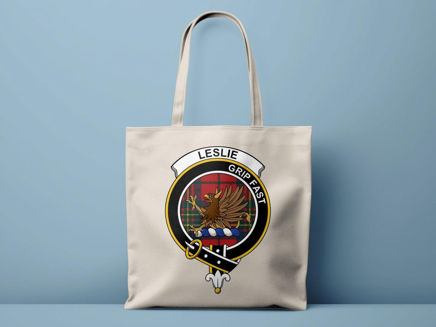 Leslie Scottish Clan Crest Tartan Tote Bags - Celtic Ancestry Gifts