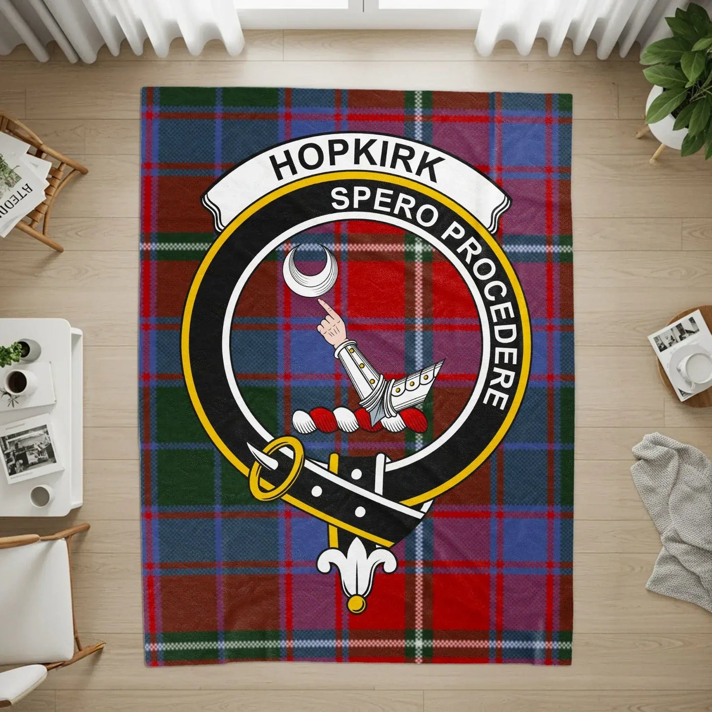 Hopkirk Clan Crest Tartan Plaid Blanket product type