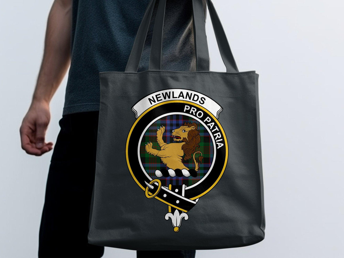Newlands Scottish Clan Crest Tartan Tote Bags - Celtic Ancestry Gifts