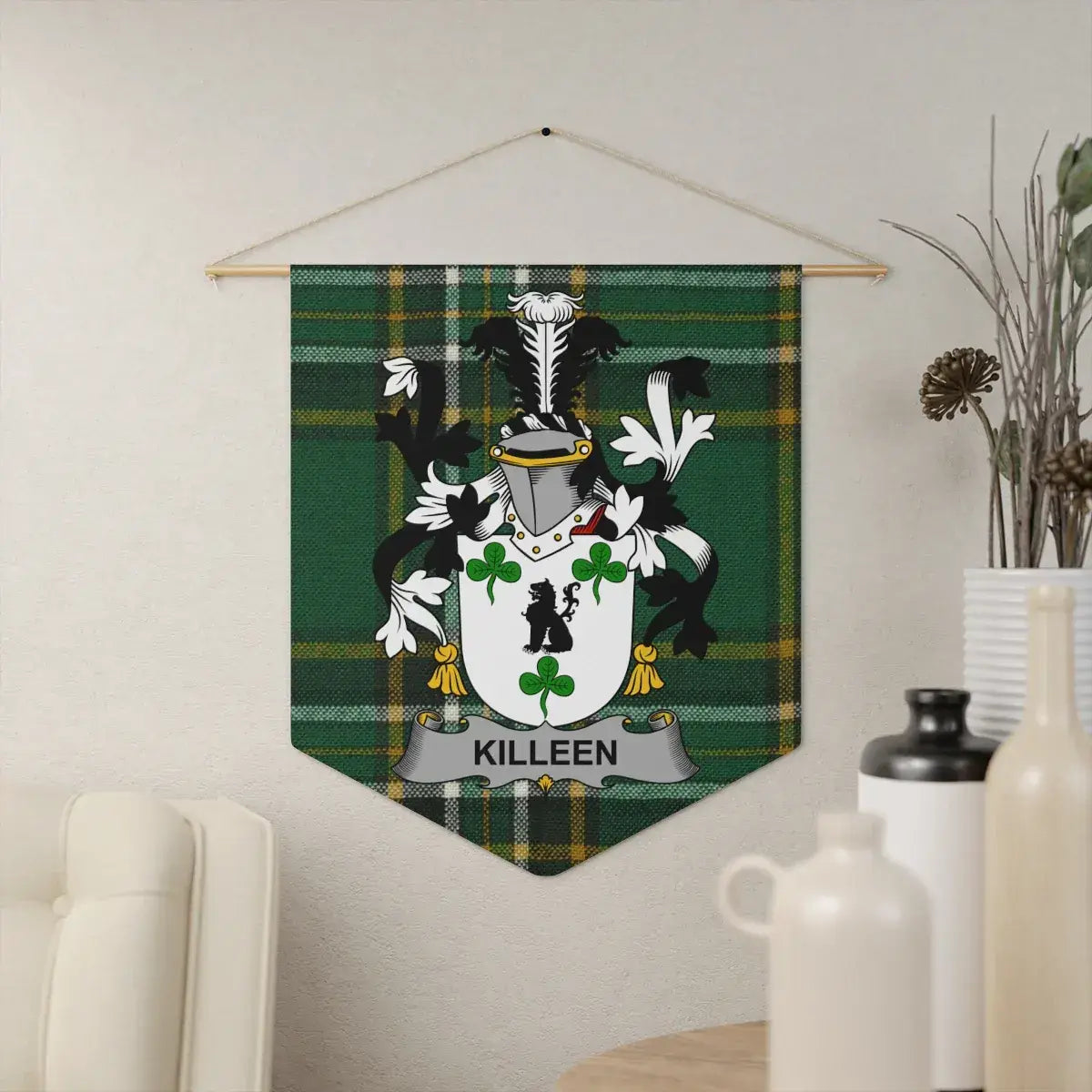 Killeen Family Crest with Tartan Design Wall Hanging product