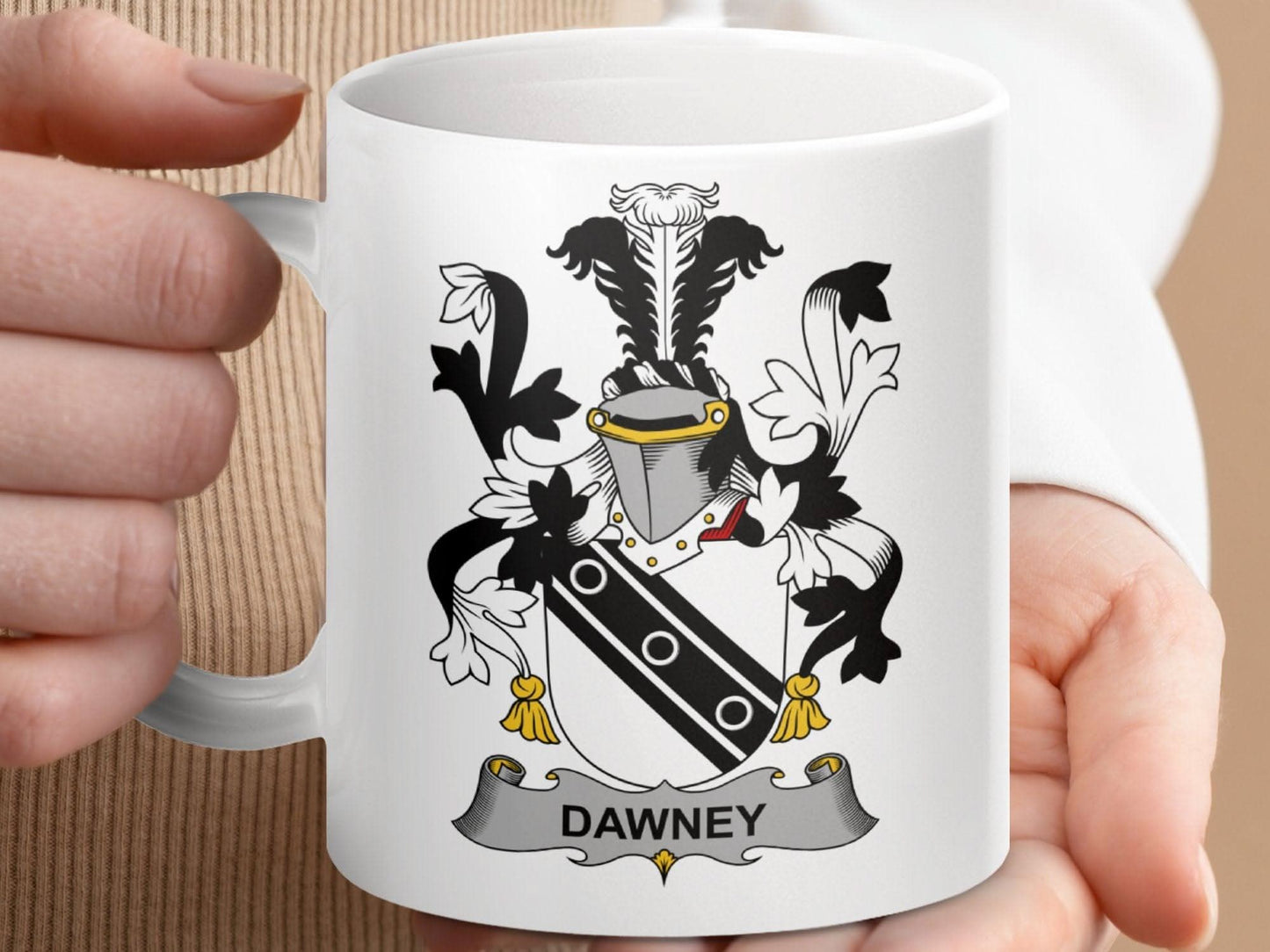 Dawney Surname Irish Family Crest Mug - Celtic Ancestry Gifts