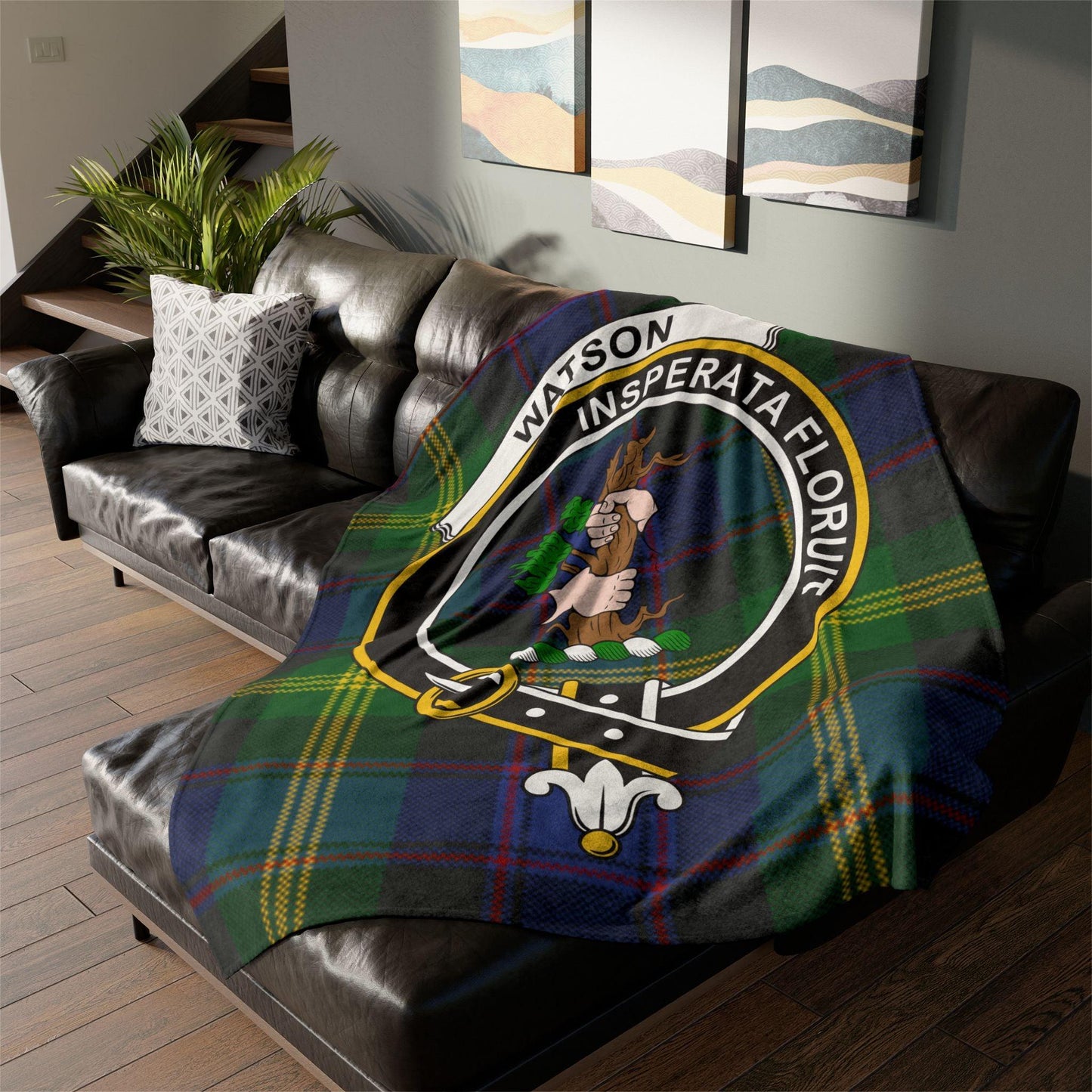 Watson Clan Tartan Blanket – Scottish Crest Throw - Celtic Ancestry Gifts
