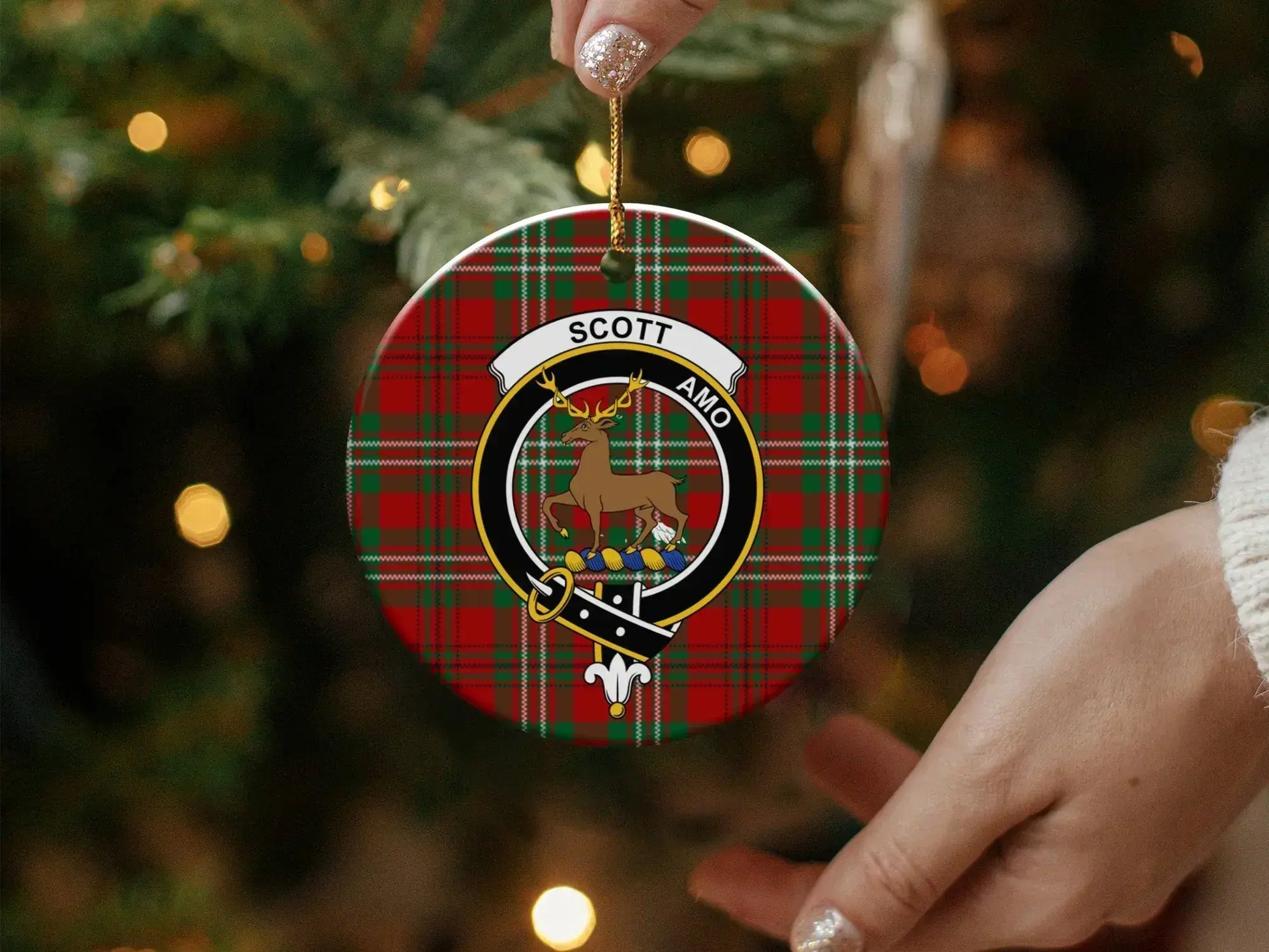 Personalized Scott Clan Tartan Circle Ornament product type