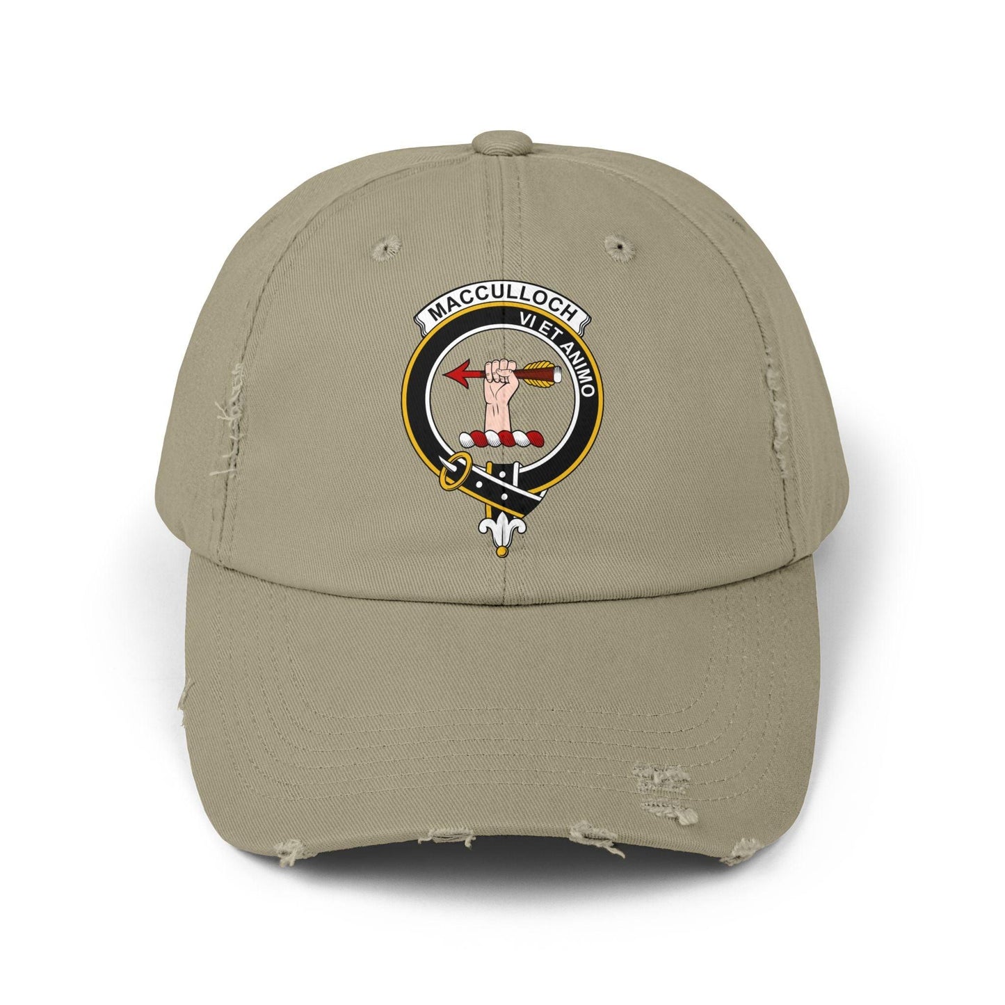 MacCulloch Clan Crest Scottish Distressed Baseball Cap - Celtic Ancestry Gifts