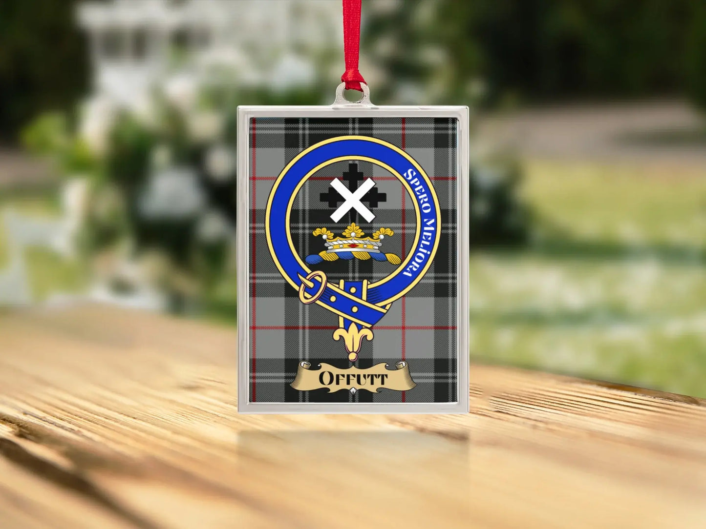 Offutt Scottish Clan Crest Plaid Pattern Ornament product