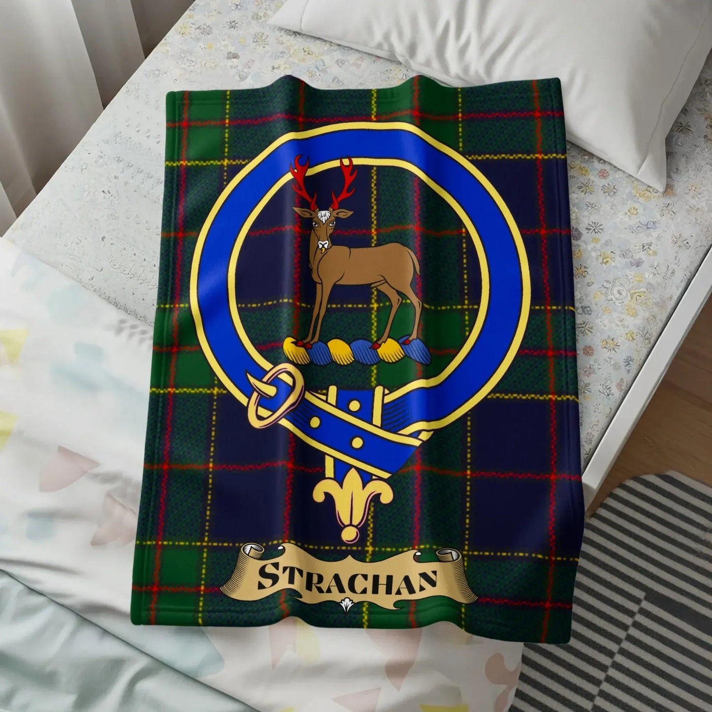 Scottish Tartan Strachan Crest Design Blanket product
