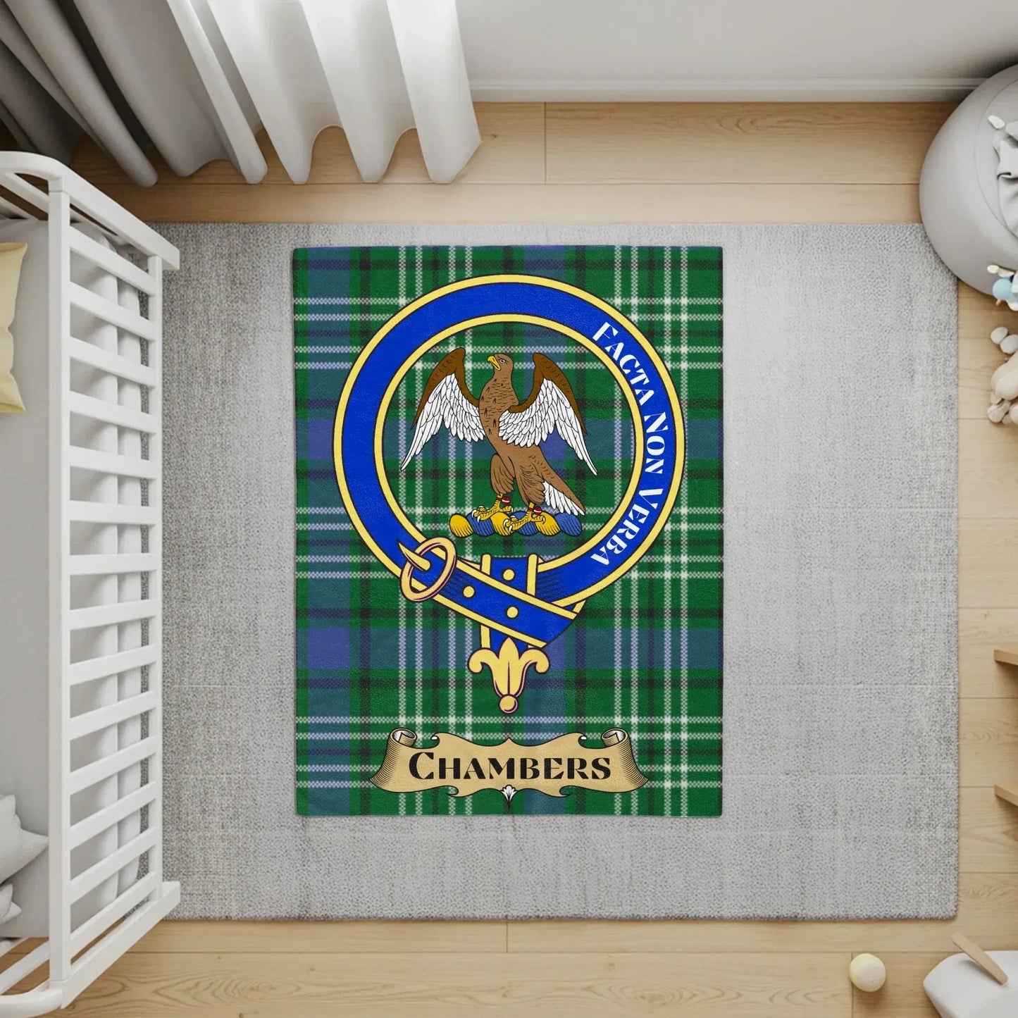 Personalized Scottish Tartan Crest Rug for Chambers product type