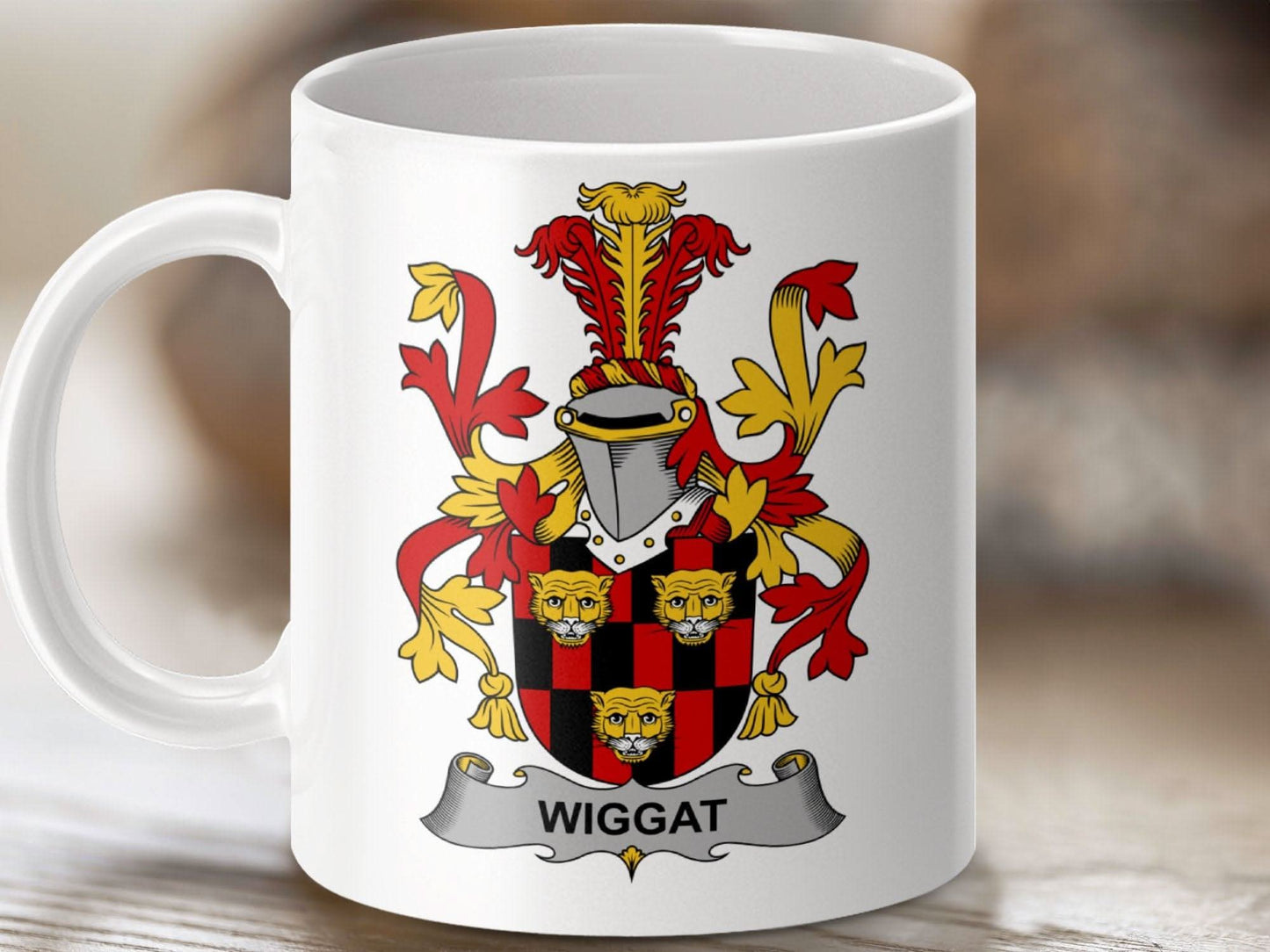 Wiggat Family Crest Coat of Arms Mug - Celtic Ancestry Gifts