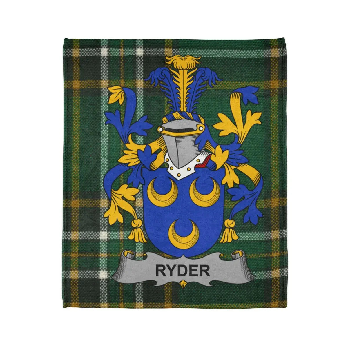 Ryder Family Crest on Tartan Design Blanket product