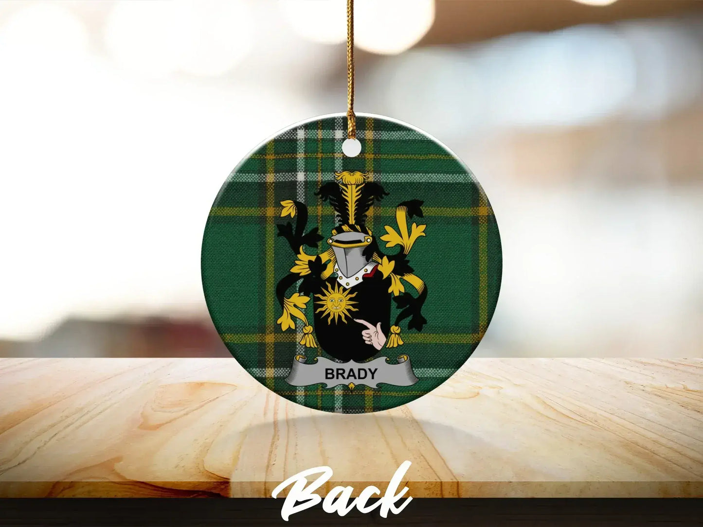Brady Family Crest Plaid Pattern Round Ornament product type