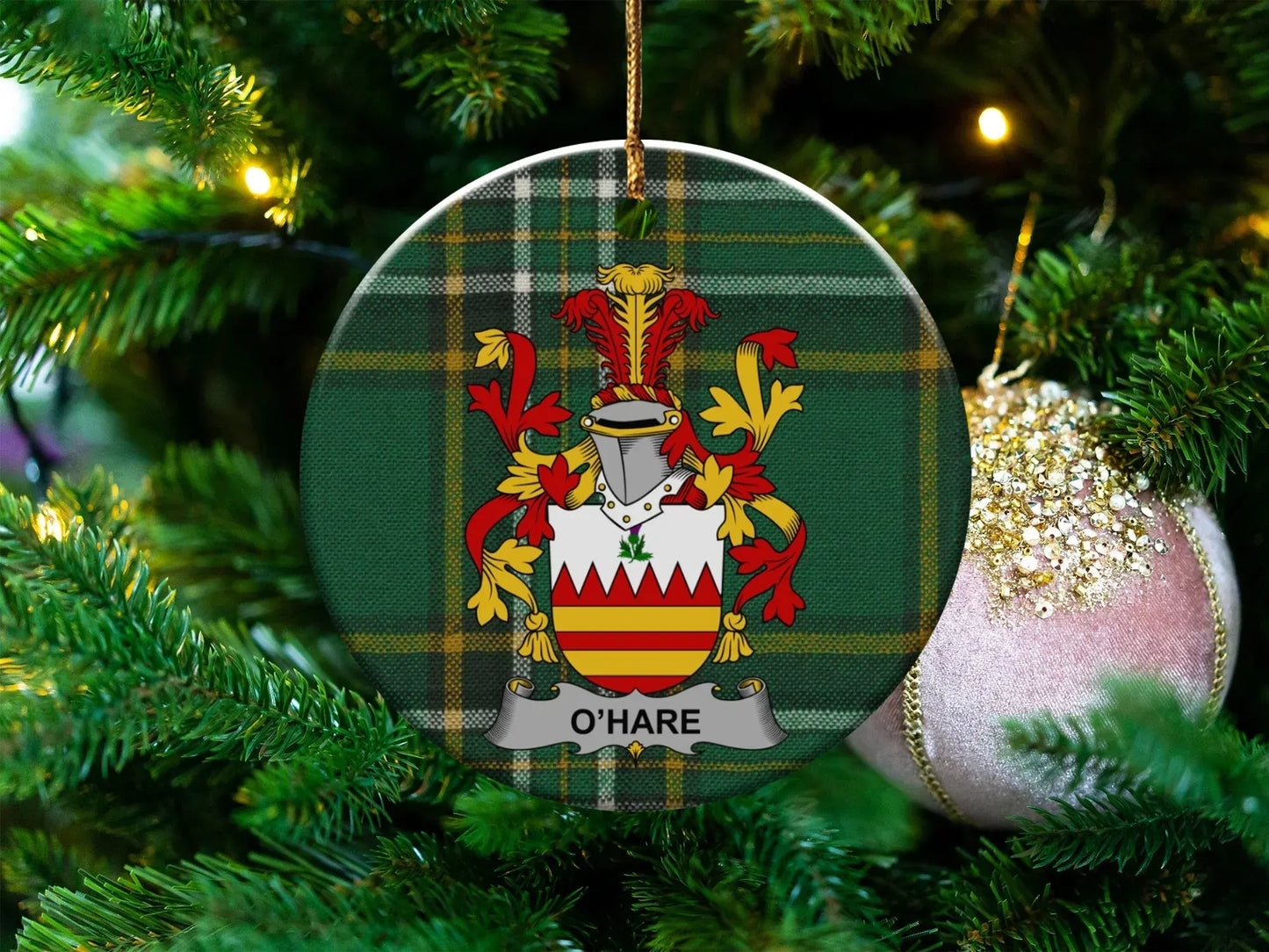O'Hare Family Crest Plaid Background Christmas product type