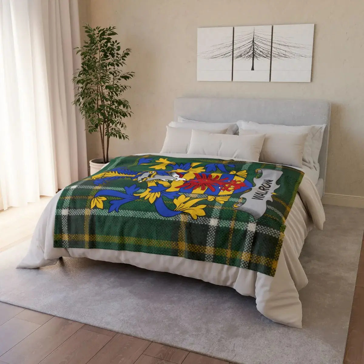 Personalized Tartan Blanket with Family Crest product