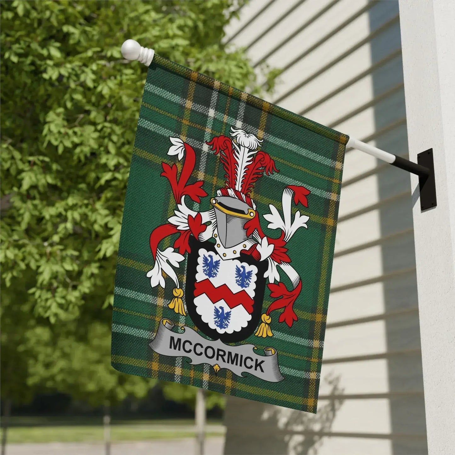 McCormick Family Crest Green Plaid Garden Flag product type