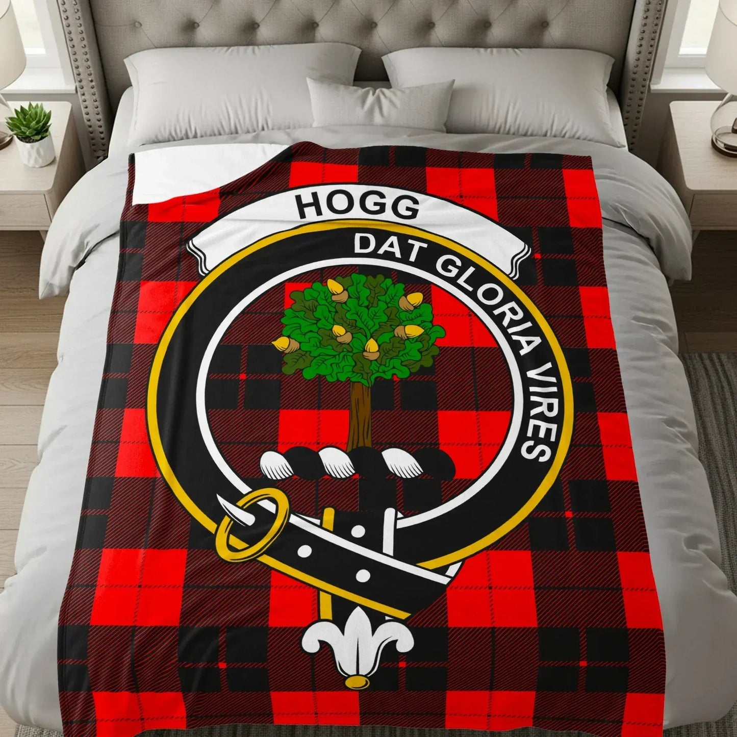 Red and Black Checkered Hogg Dat Gloria Vires Blanket Product
