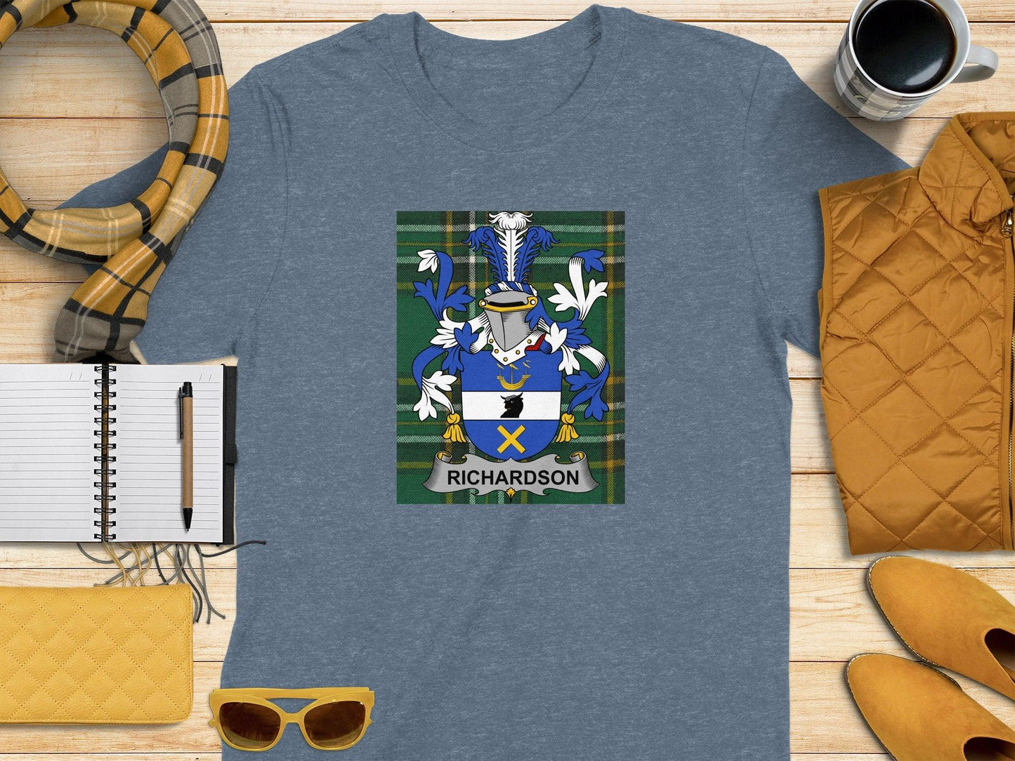 Richardson Family Crest Tartan T-Shirt - Celtic Ancestry Gifts