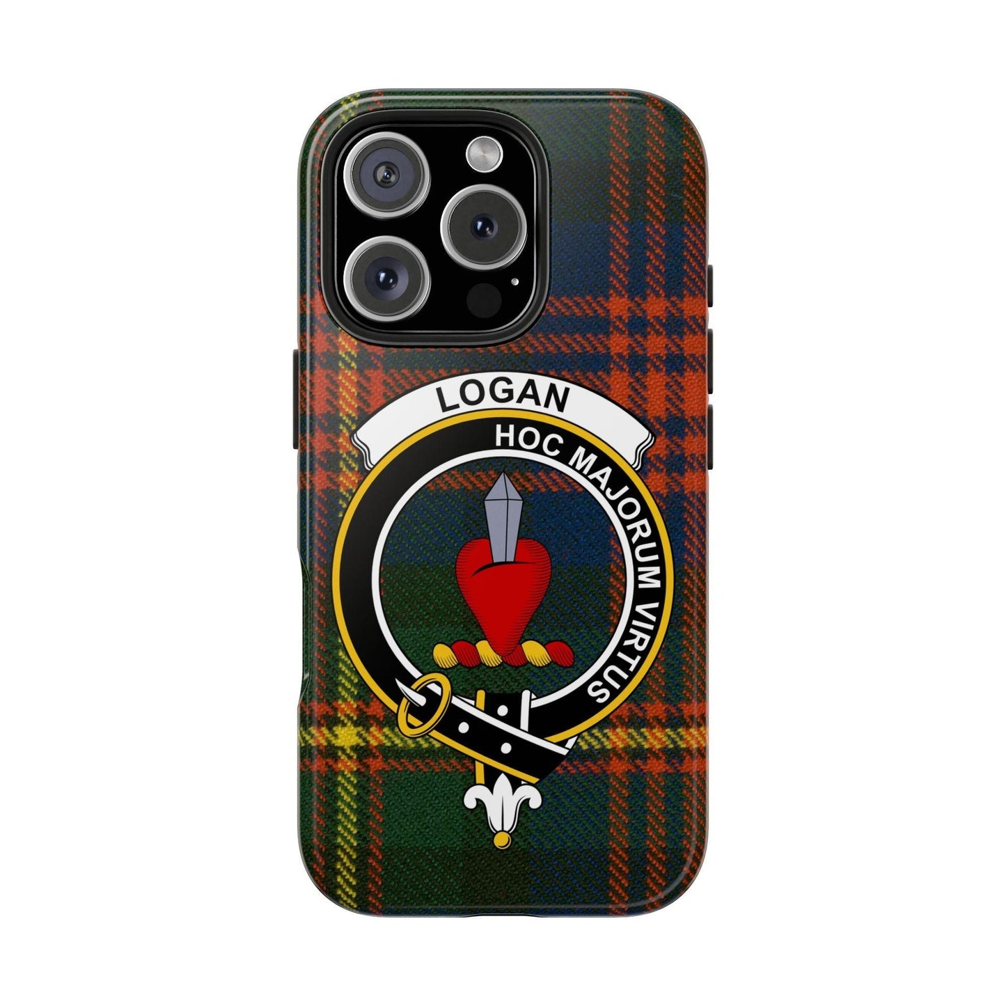 Logan Scottish Clan Crest Tartan Background Cell Phone Case - Celtic Ancestry Gifts