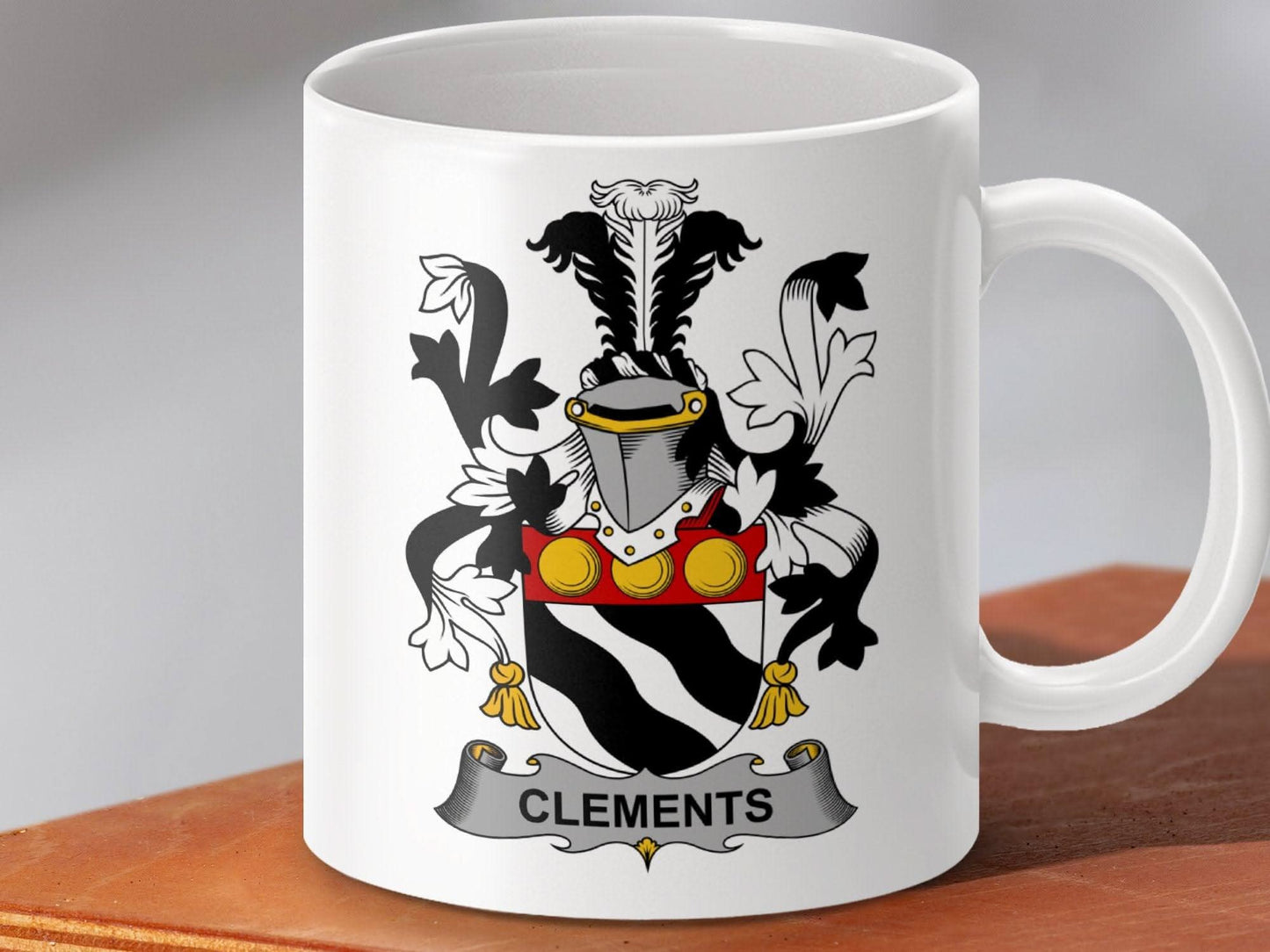 Clements Surname Family Crest Irish Coat Of Arms Mug - Celtic Ancestry Gifts