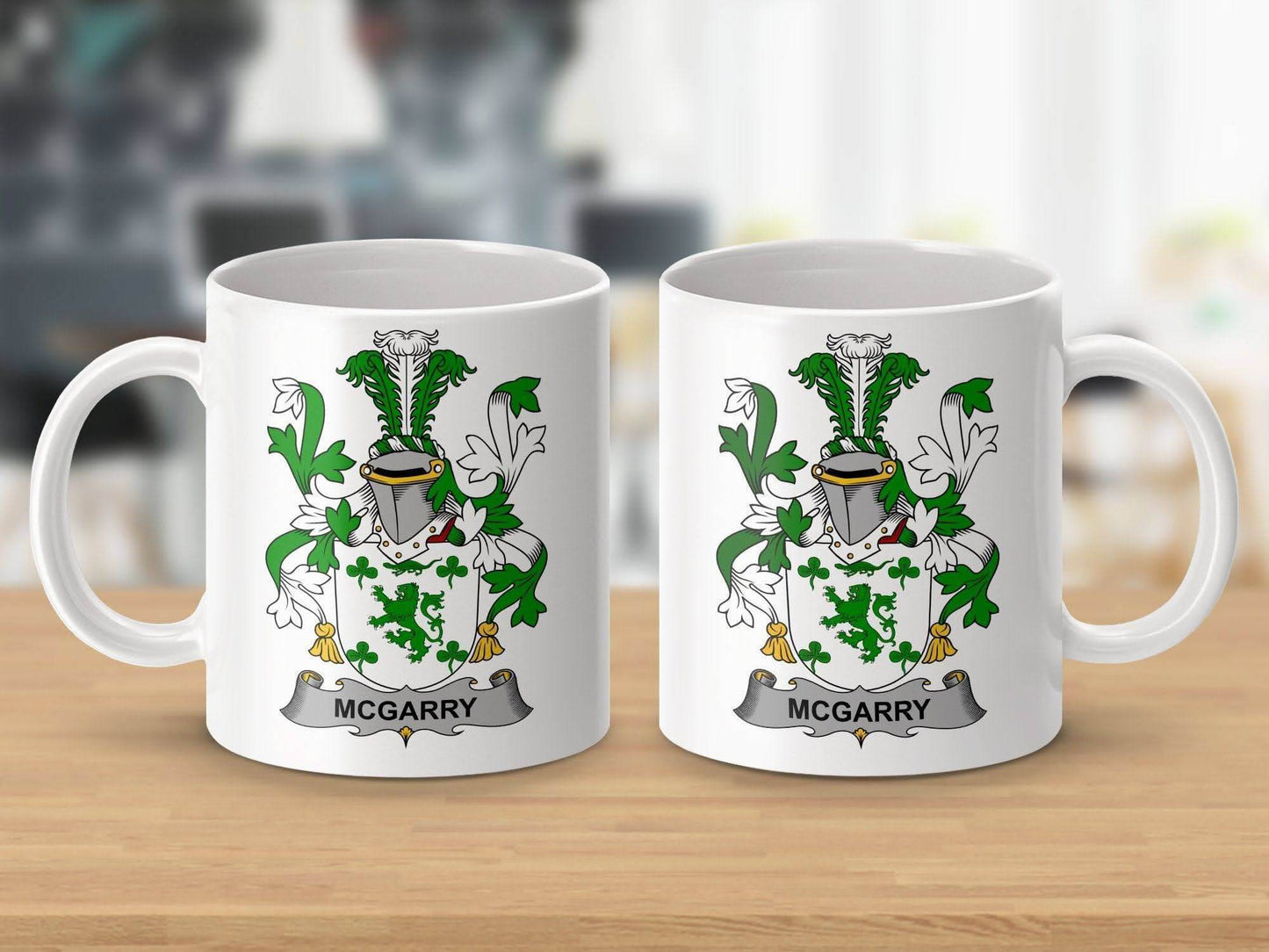 McGarry Family Crest Lion Armorial Mug - Celtic Ancestry Gifts