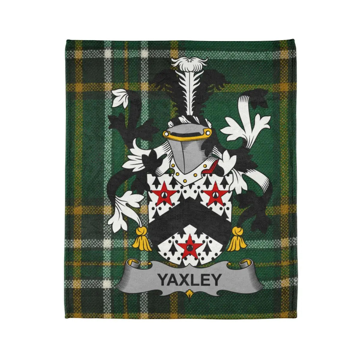Yaxley Family Crest Emblem Green Plaid Design product type