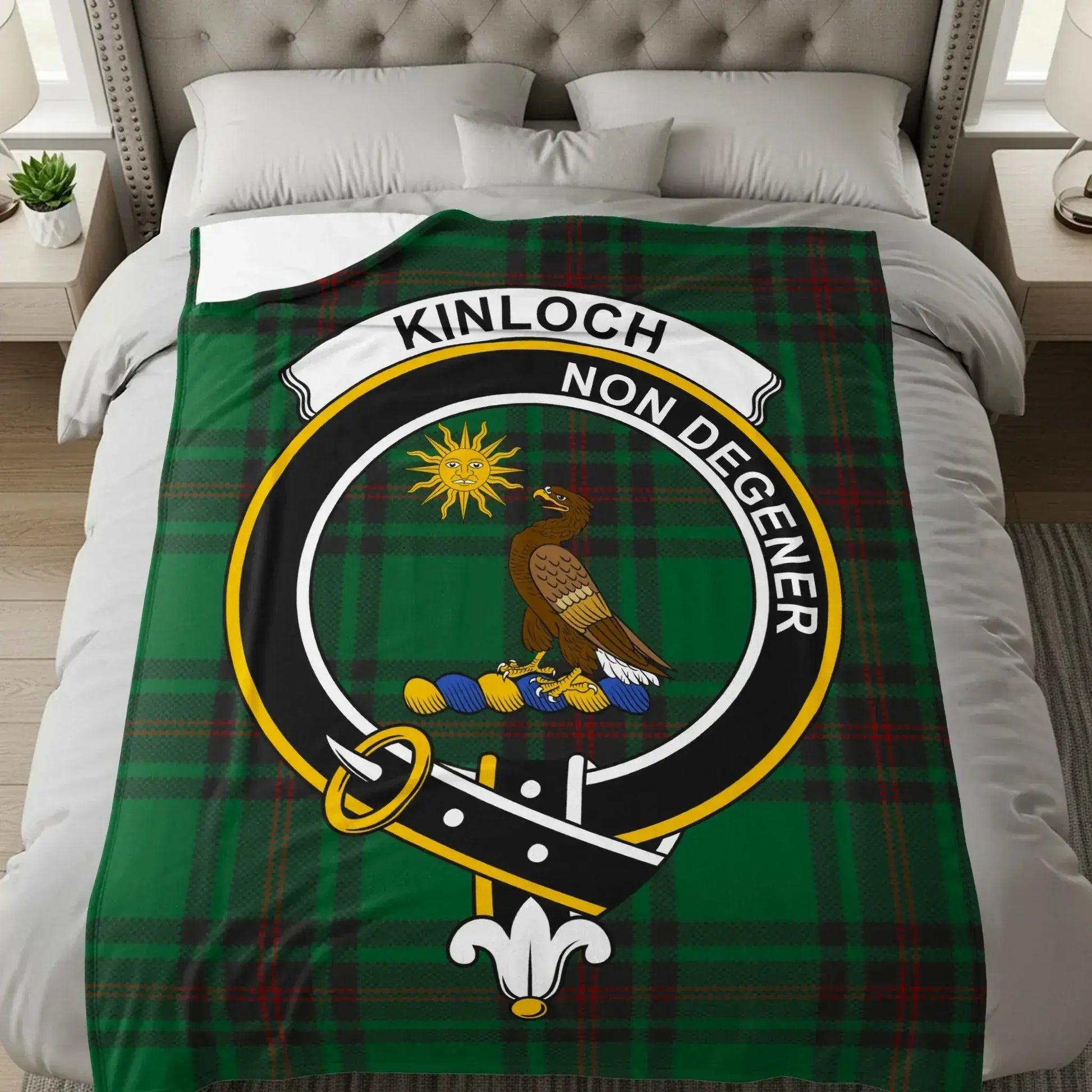 Kinloch Non Degener Emblem on Green Tartan Blanket product
