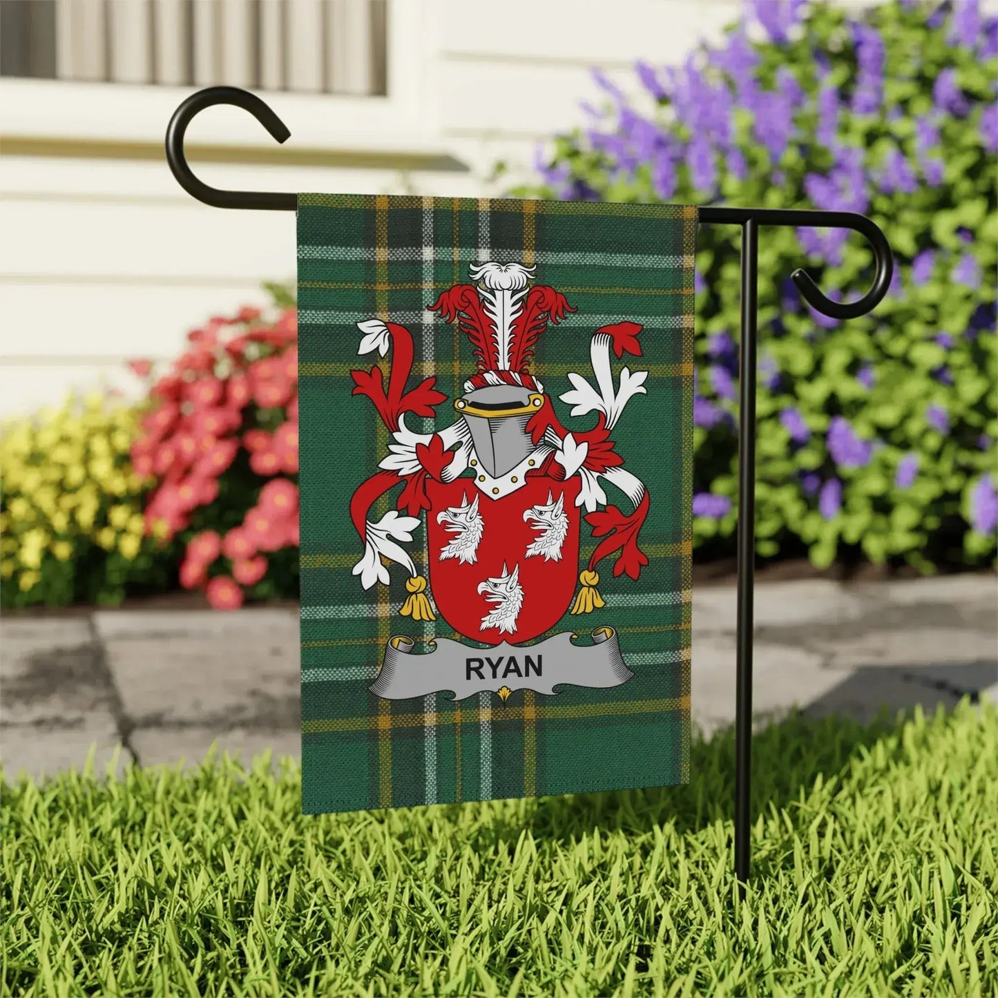 Custom Ryan Family Crest Tartan Garden Flag product