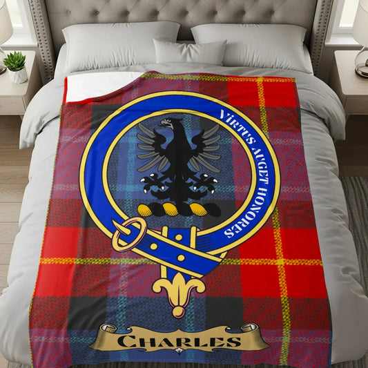Tartan Crest Blanket Personalized Charles Product