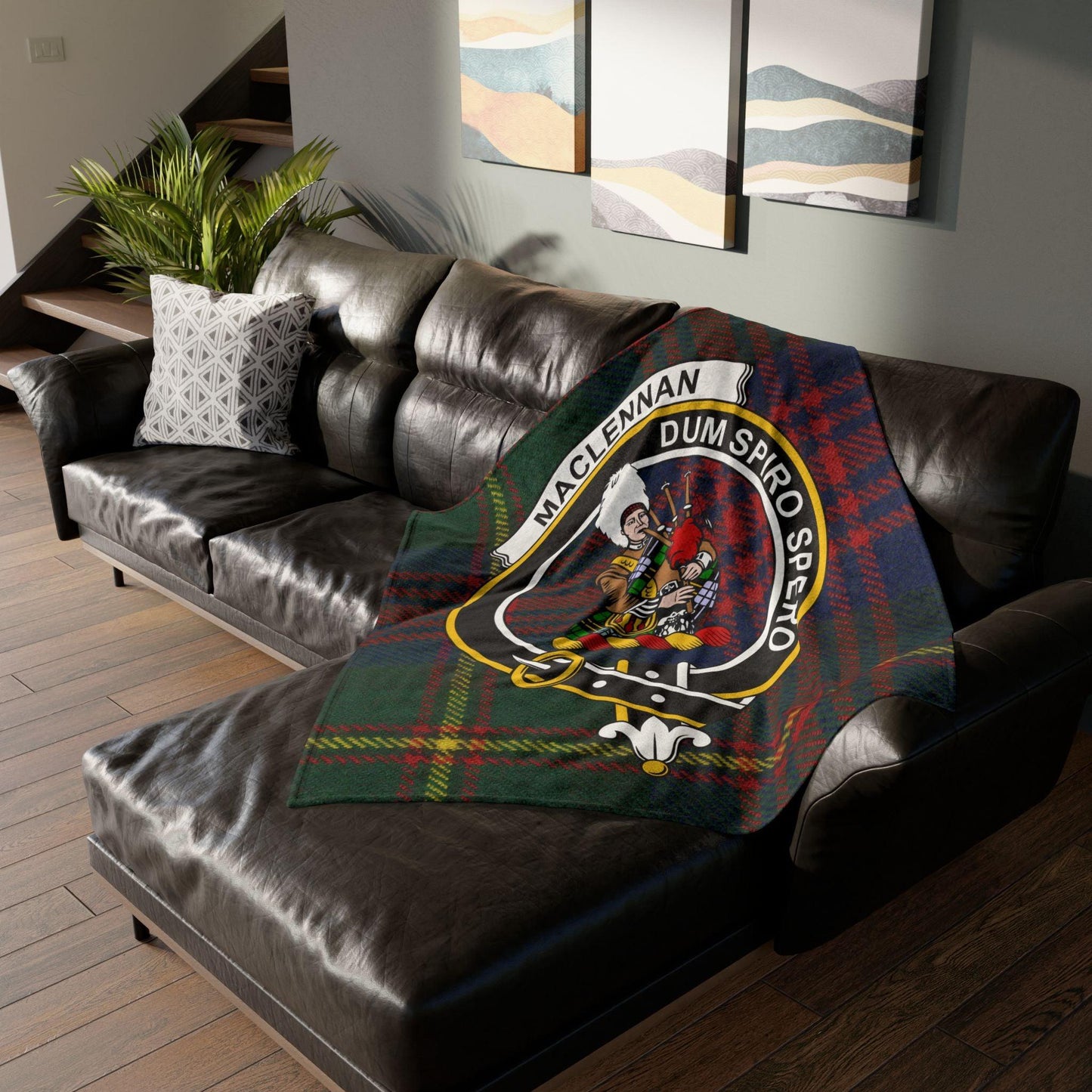 MacLennan Clan Tartan Blanket – Scottish Crest Throw, Soft & Cozy