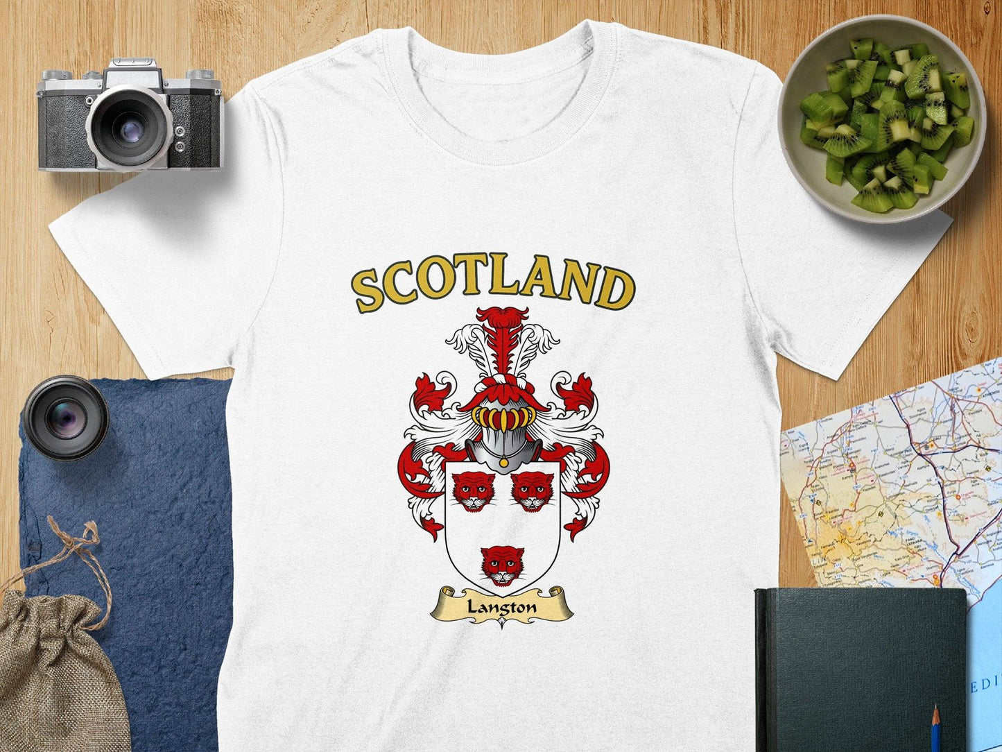 Langston Family Crest Medieval Heraldry Shield T-Shirts - Celtic Ancestry Gifts