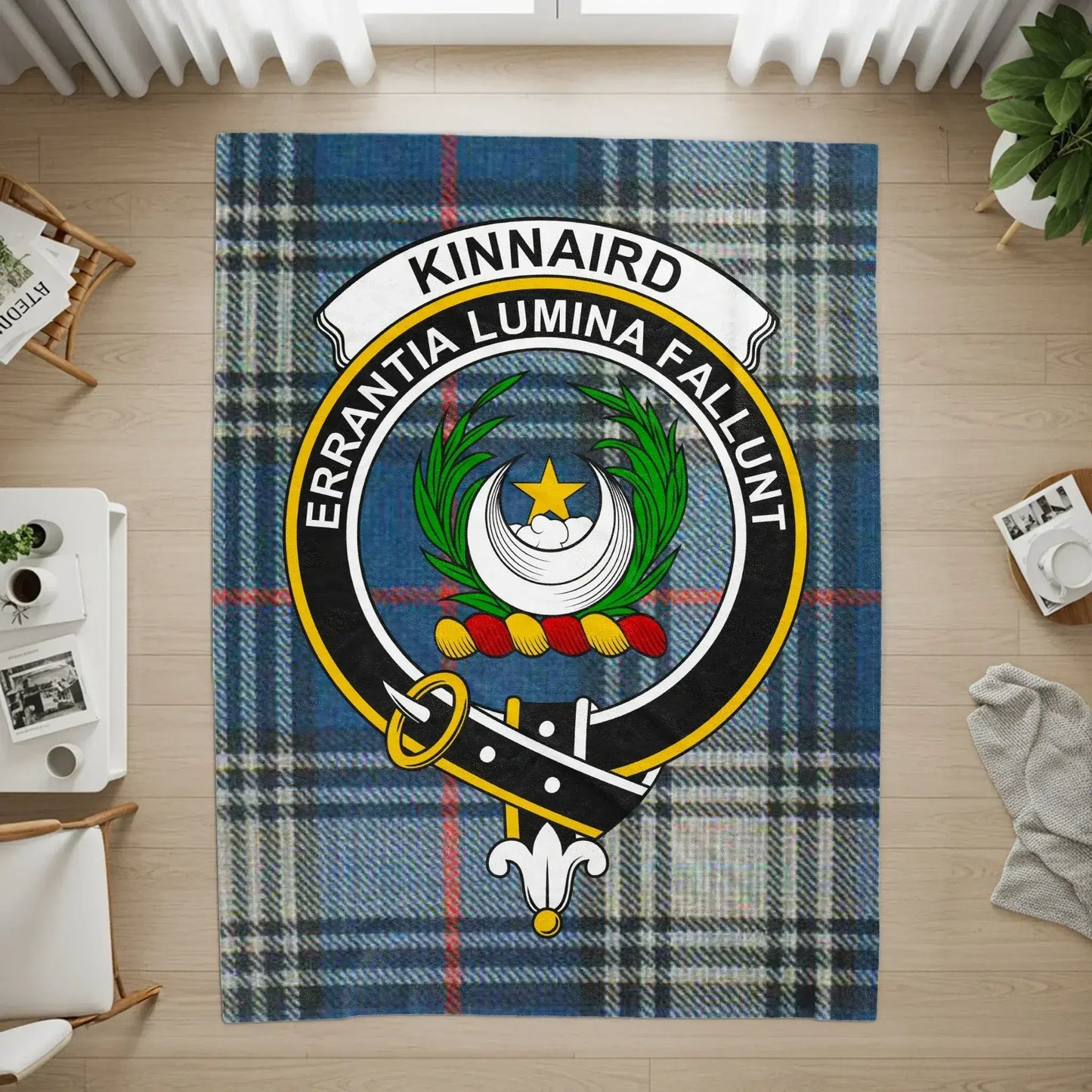 Kinnaird Clan Crest Tartan Shield Emblem Room Rug product
